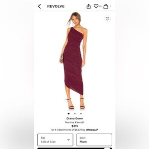 Revolve Norma Kamali Diana Gown in plum size small